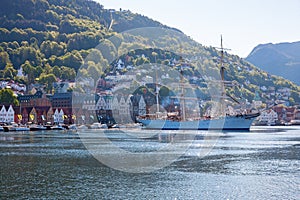 View of Bergen harbor in Norway