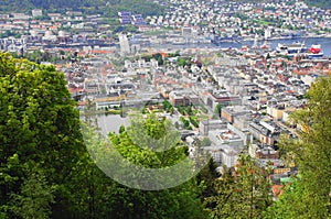 The View of Bergen from Mount Floyen, Norway\'s second largest city.