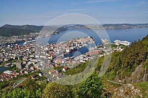 The View of Bergen from Mount Floyen, Norway\'s second largest city.