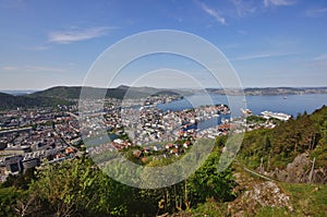 The View of Bergen from Mount Floyen, Norway\'s second largest city.