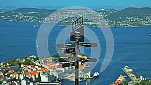 View of Bergen from the mountain Floyen in Norway