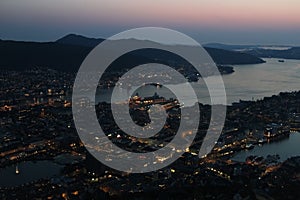 View of Bergen at night