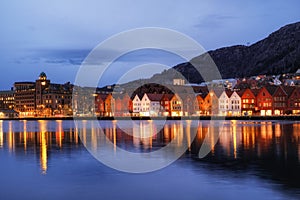 View of Bergen at night, Norway