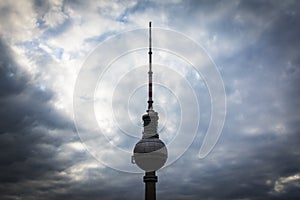 View of the Berlin TV Tower (Fernsehturm), in Mitte, Berlin, Ger photo