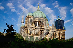 View of the Berliner Dom ( Berlin Cathedral) an tv tower Alexanderplatz