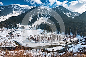 View of Betab Valley in winter season, near Pahalgam, Kashmir, India