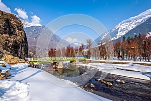 View of Betab Valley in winter season, near Pahalgam, Kashmir, India photo