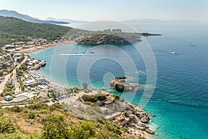 View of the beutiful sand beach Jale in southern Albania photo