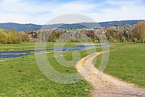 View of Bialy Dunajec river in the city of Nowy Targ photo