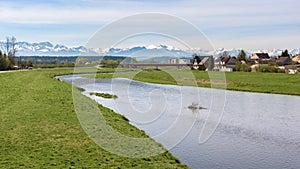 View of Bialy Dunajec river in the city of Nowy Targ photo