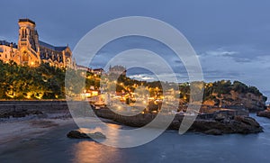 View of Biarritz Marina at Blue Hour