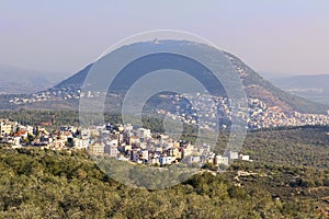 View of the biblical Mount Tabor, Lower Galilee, Israel