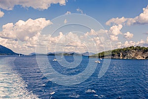 View on the big ferry in in the middle of the ocean