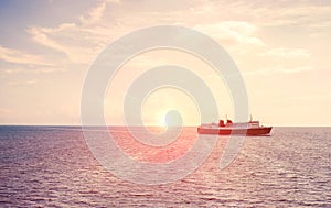 View on the big ferry in in the middle of the ocean