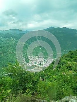 View of the big market satpuli valley of uttarakhand