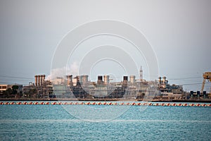 View of big oil refinery on a sky background