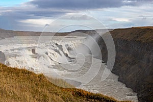 A view on the biggest waterfall of europe: Gulfoss