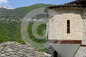 View from of Bigorski monastery to the village of Velebrdo in Macedonia