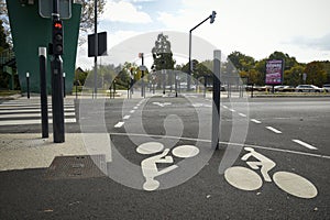 view on a bike path in a city center