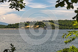 View of the Bilancino lake in Mugello in Tuscany photo