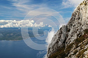 View from Biokovo mountain to Croatian islands and the Adriatic sea