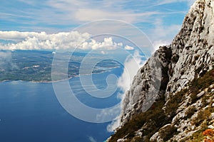 View from Biokovo mountain to Croatian islands and the Adriatic sea