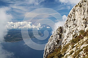 View from Biokovo mountain to Croatian islands and the Adriatic sea