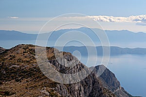 View from Biokovo mountain to Croatian islands and Adriatic sea