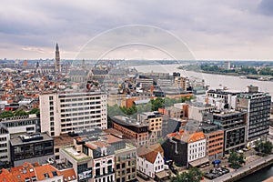 The view from the bird\'s eye view of the city of Antwerp, Belgium. view from the an de Strom Museum