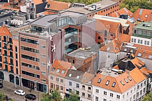 The view from the bird\'s eye view of the city of Antwerp, Belgium. view from the an de Strom Museum