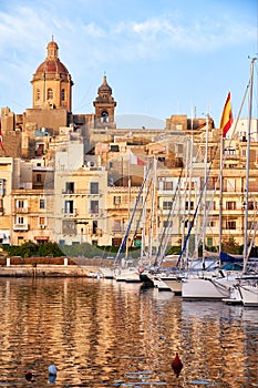 View of Birgu with Our Lady of Annunciation Church over the Dock