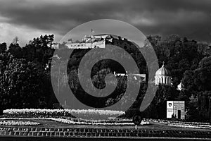 Urban view of Orthodox church and Fortress in Brasov in Transylvania, Rumania. photo