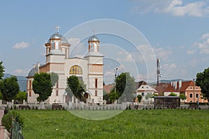 View of the Biserica Sfin?ii Trei Ierarhi on a sunny day in the city of Prejmer, Bra?ov,Transylvanian Saxon, Romania