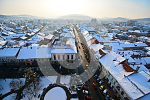 View of Bistrita city in winter.