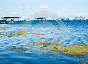 View of Biwako Bridge across Lake Biwa in Otsu, Japan