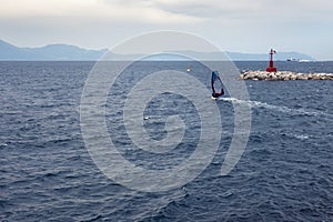 View of the bkue water of Gulf of Naples.