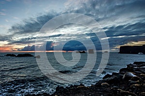 view from the black beach of Reynisfjara