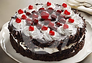 A view of a Black Forest Gateau photo
