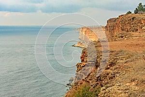 View of Black Sea from the cape Fiolent at sunset, near Sevastopol, Crimea peninsula. Picturesque sea landscape in HDR