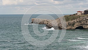 View of black sea and the rocky coast near from Istanbul in the village of Sile