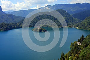 View on Bled lake in Slovenia