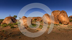 View of the blocks of stone rounded by erosion, Devil`s marbles also called Karlu marly in aboriginal language