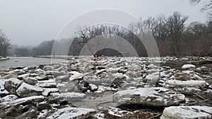 Broken ice on the shore photo