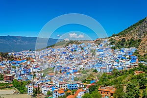 View of the blue city of Chefchaouen, Morocco