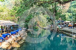 View of the Blue Lagoon in Vang Vieng, Laos