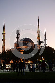 View of the Blue mosque Sultanahmet Mosque in Istanbul at night