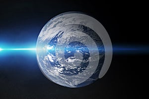 View of blue planet Earth Atlantic Ocean in space with her atmosphere 3D rendering elements of this image furnished by NASA