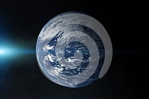 View of blue planet Earth Atlantic Ocean in space with her atmosphere 3D rendering elements of this image furnished by NASA