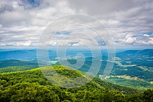 View of the Blue Ridge Mountains and Shenandoah Valley from Skyline Drive, in Shenandoah National Park, Virginia.