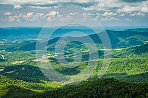 View of the Blue Ridge Mountains from Skyline Drive, in Shenandoah National Park, Virginia.